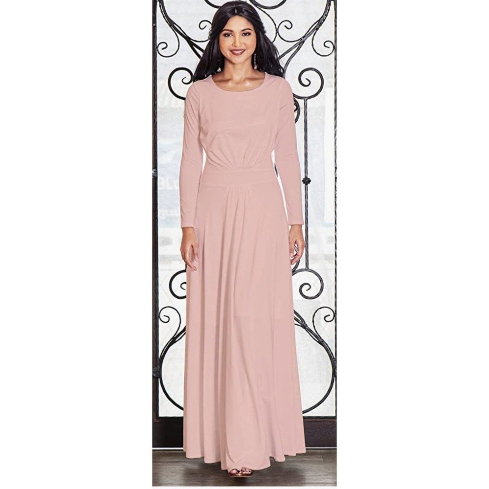 KOH KOH Womens Long Sleeve Flowy Empire Waist Party Gown